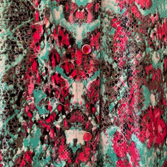 NWT Wrangler Women size Large Pink Blue Deadstock Shimmer Snakeskin Button Down - Picture 6 of 10